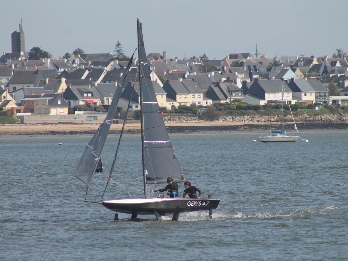 Manœuvre de empannage en vol - foiling tack